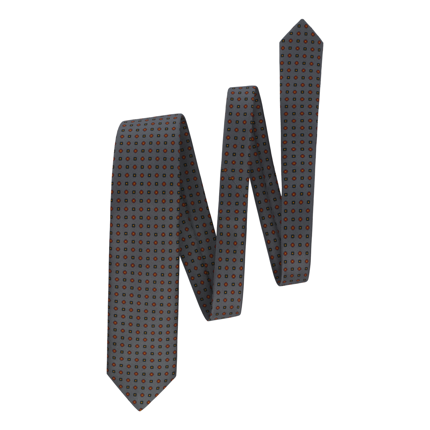 Printed Self-Tipped Silk Tie with Grey Design