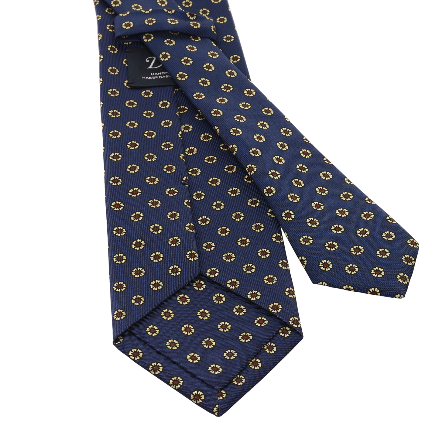 Printed Self-Tipped Silk Tie with Blue Design