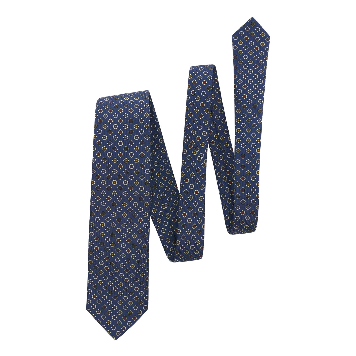 Printed Self-Tipped Silk Tie in Blue