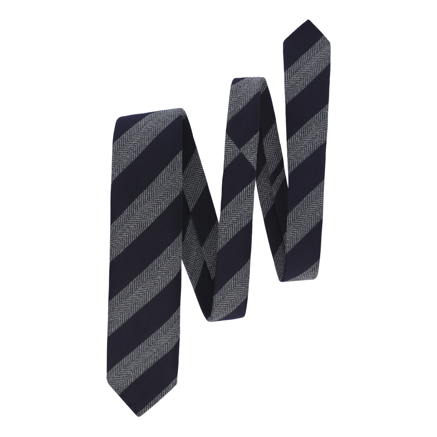 Regimental Herringbone Tie in Navy Blue and Grey