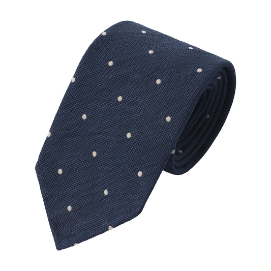 Woven Handrolled Silk-Blend Tie in Blue