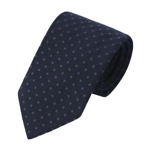 Jacquard Textured Tie in Navy Dot