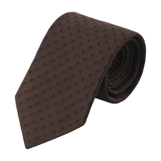 Polka Dot Jacquard Silk Tie in Brown