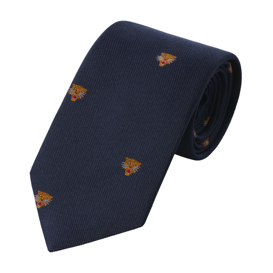 Embroidered Woven Navy Silk Tie