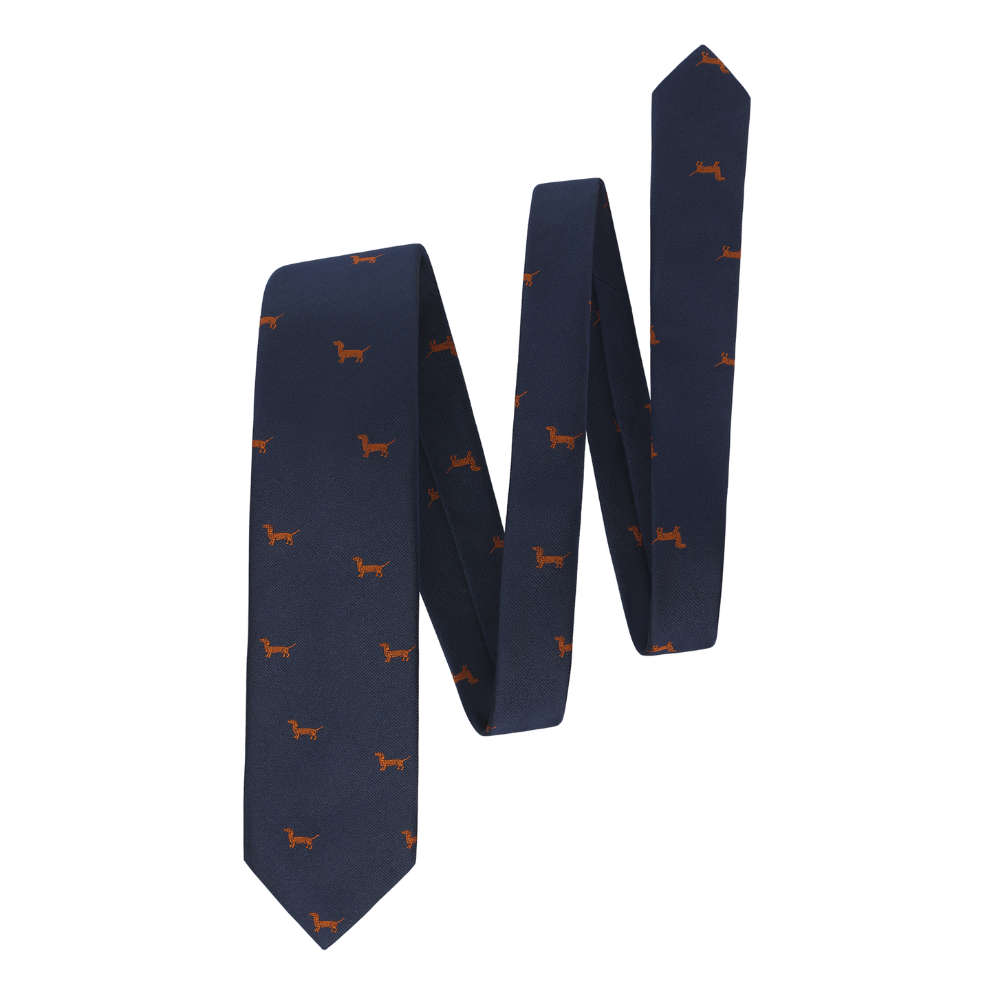 Embroidered Woven Silk Navy Tie with Design