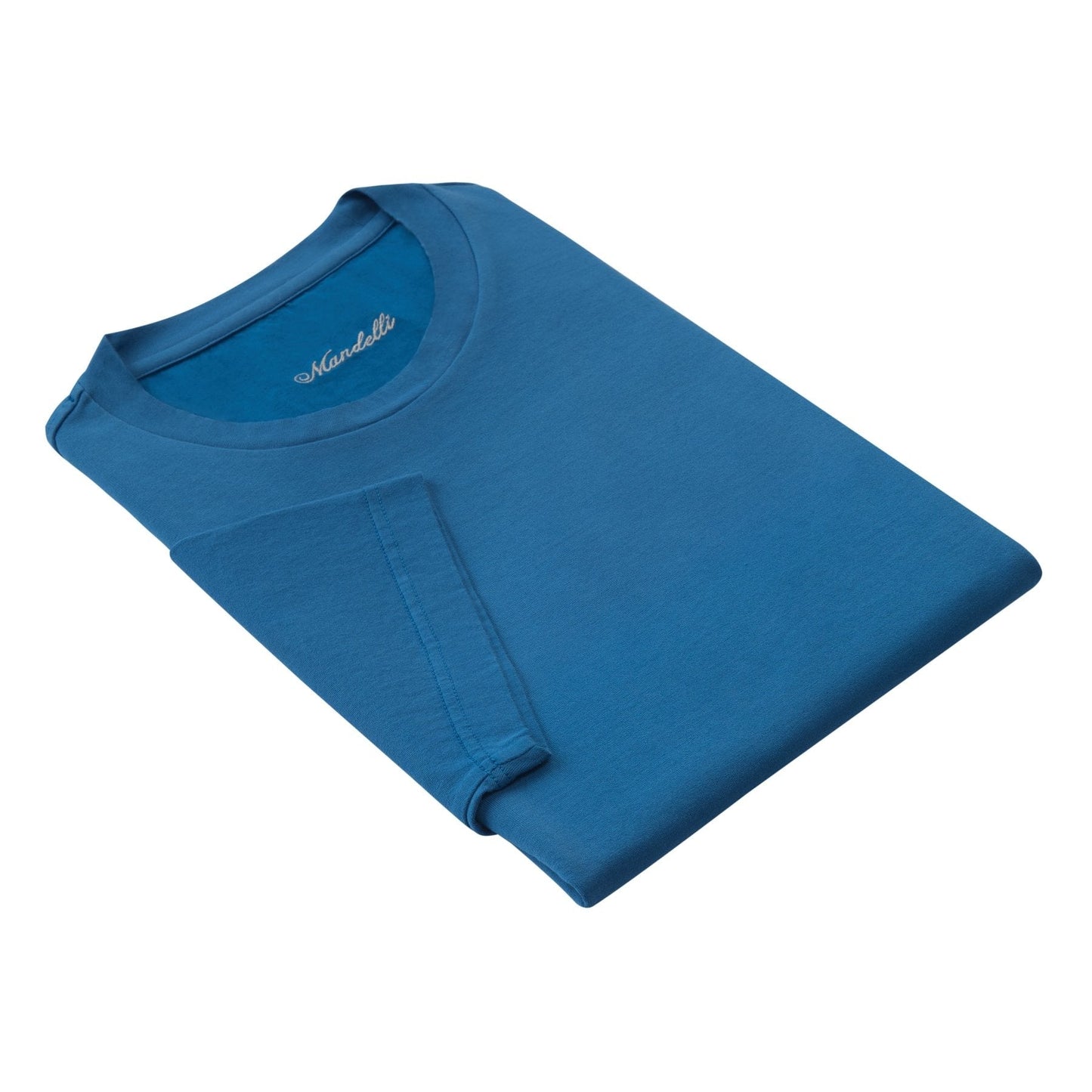 Mandelli Crew-Neck Jersey-Cotton T-Shirt in Sky Blue - SARTALE