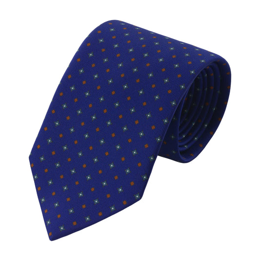 Printed Self-Tipped Tie in Royal Blue