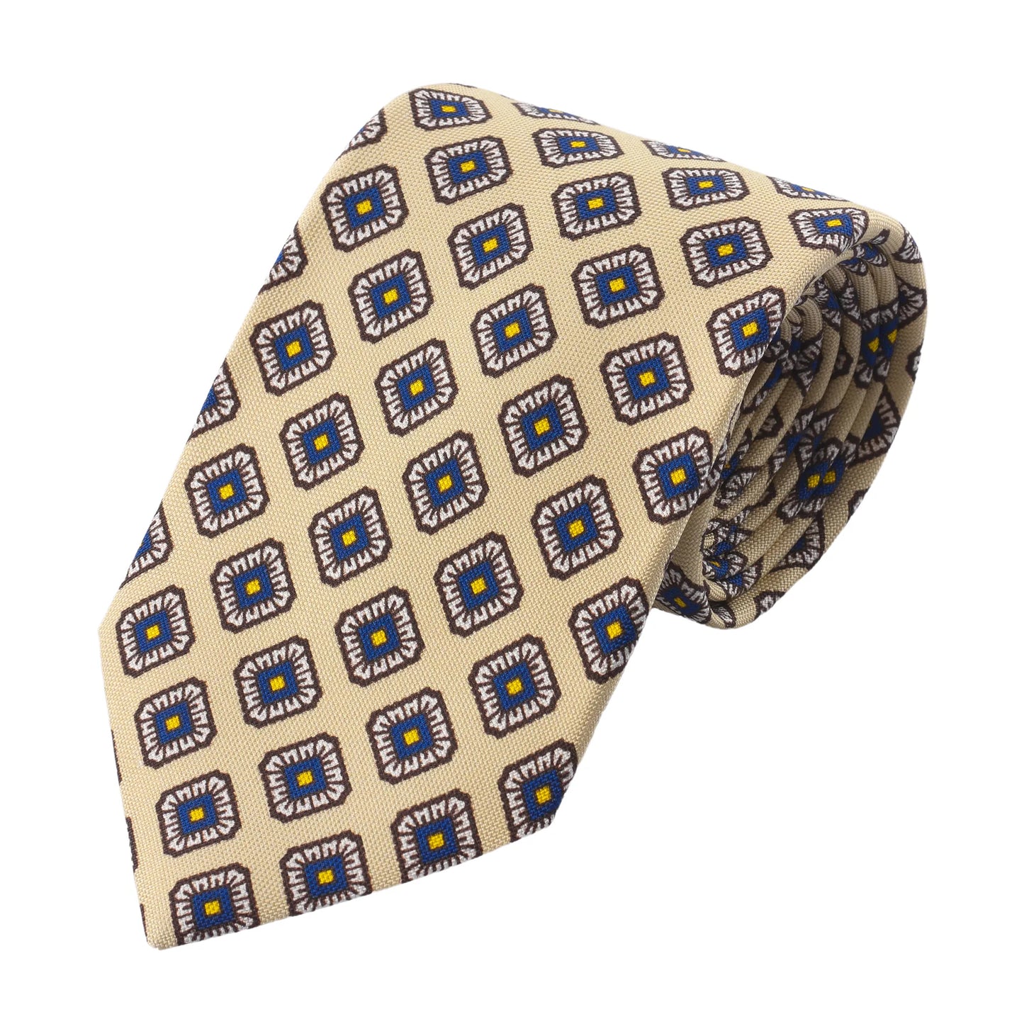 Printed Panama Self-Tipped Silk Tie in Yellow