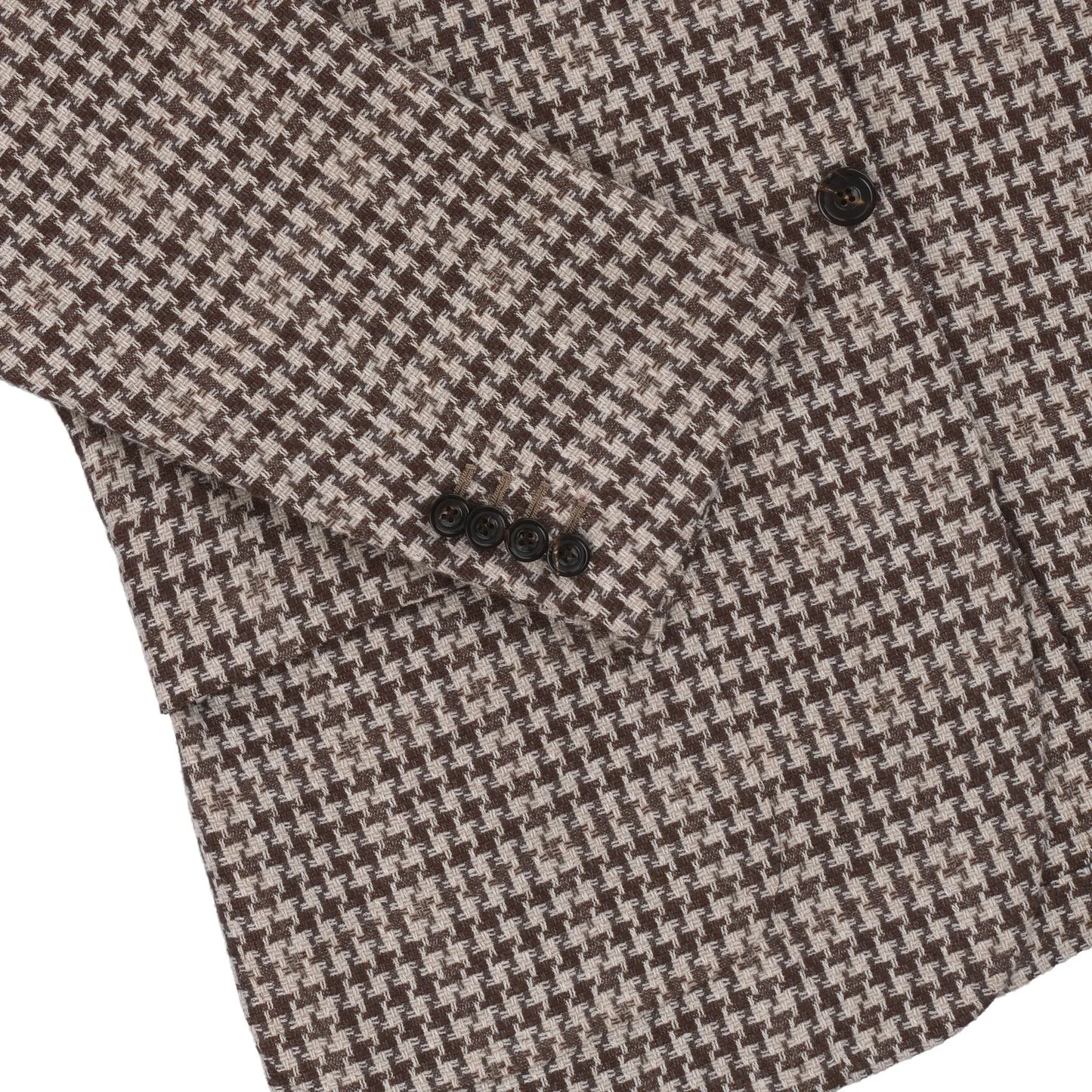Single-Breasted Houndstooth Linen and Cashmere-Blend Jacket in Brown