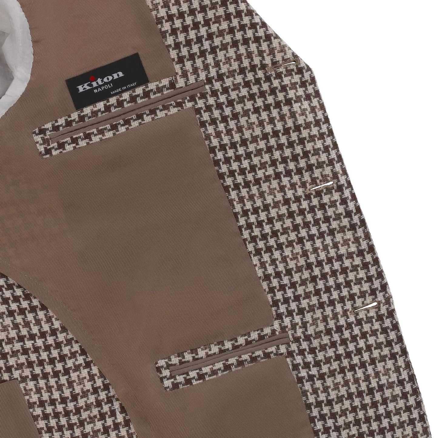 Single-Breasted Houndstooth Linen and Cashmere-Blend Jacket in Brown