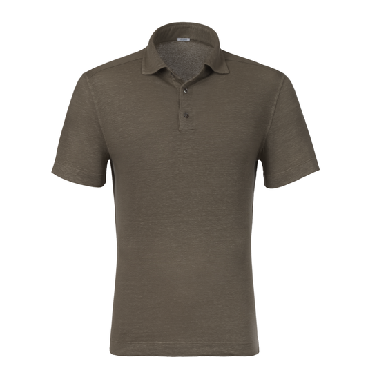 Linen Polo Shirt in Taupe
