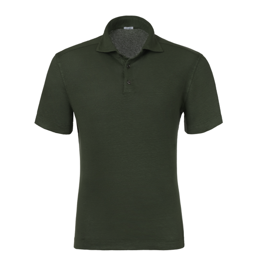 Linen Polo Shirt in Forest Green