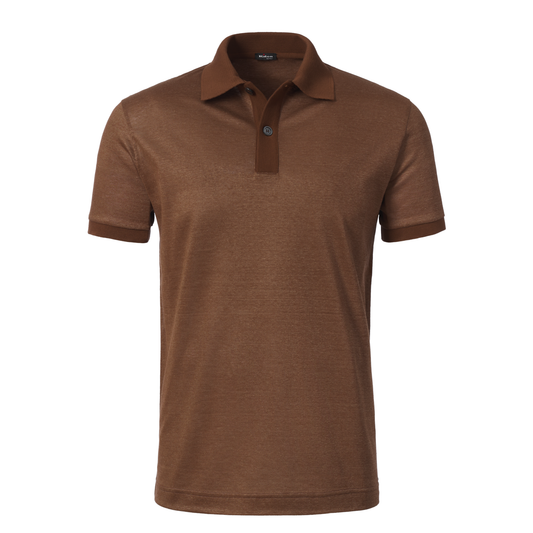 Linen and Cotton-Blend Polo Shirt in Brown