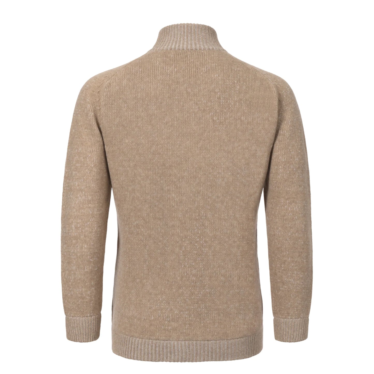 Cashmere Zip-Up Cardigan in Sand Brown