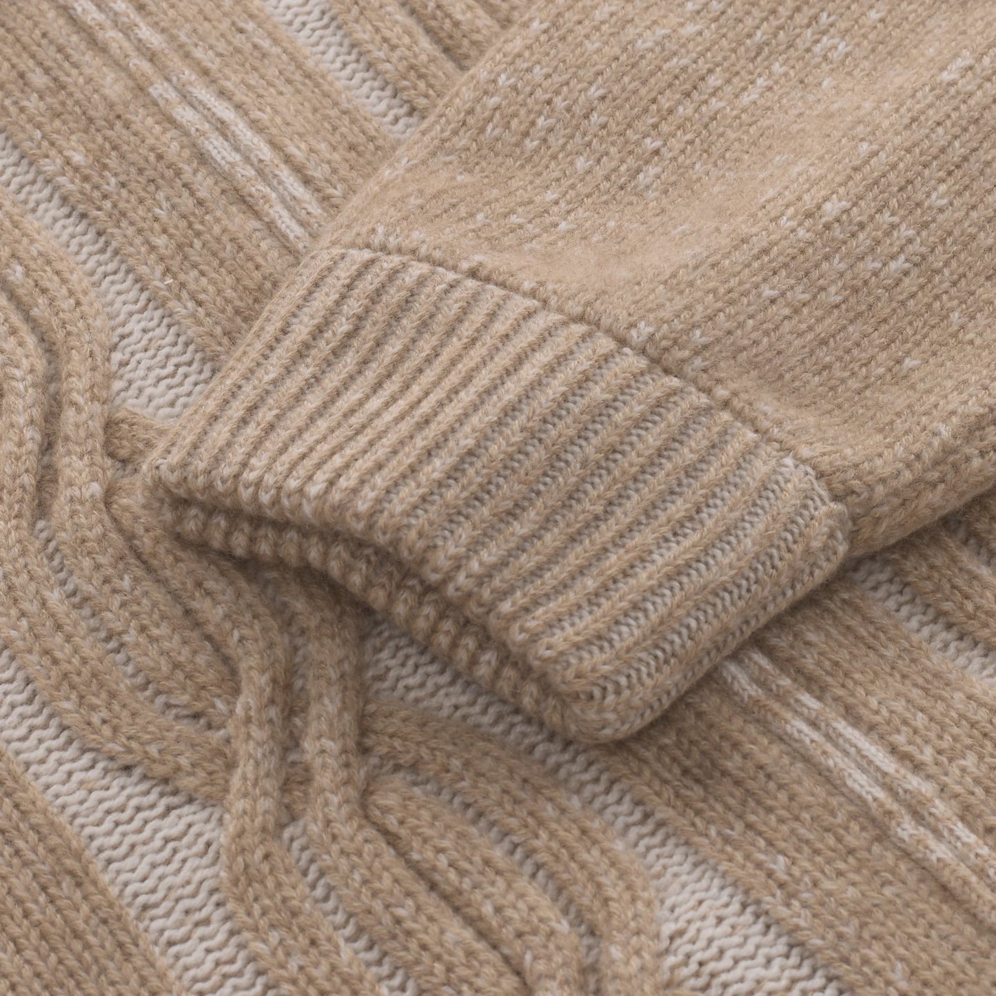 Cashmere Zip-Up Cardigan in Sand Brown