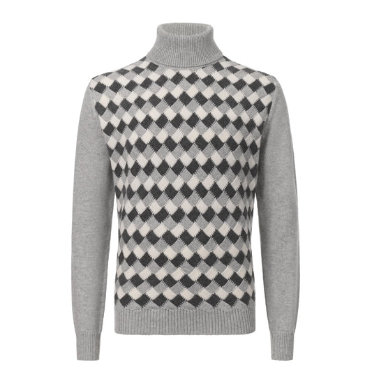 Cashmere Checked Sweater in Grey