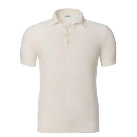 Cotton Knitted Polo in Cream White