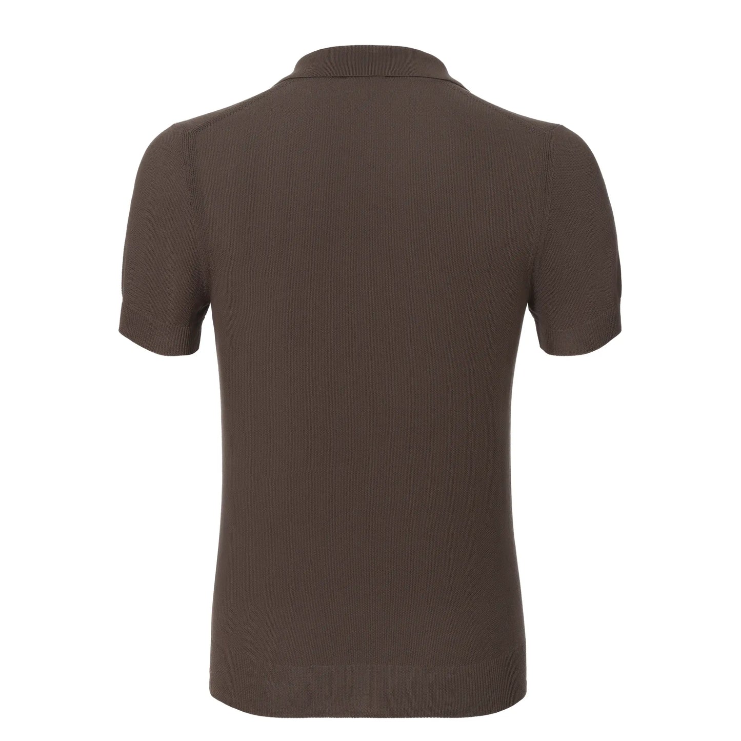 Cotton Knitted Polo in Brown