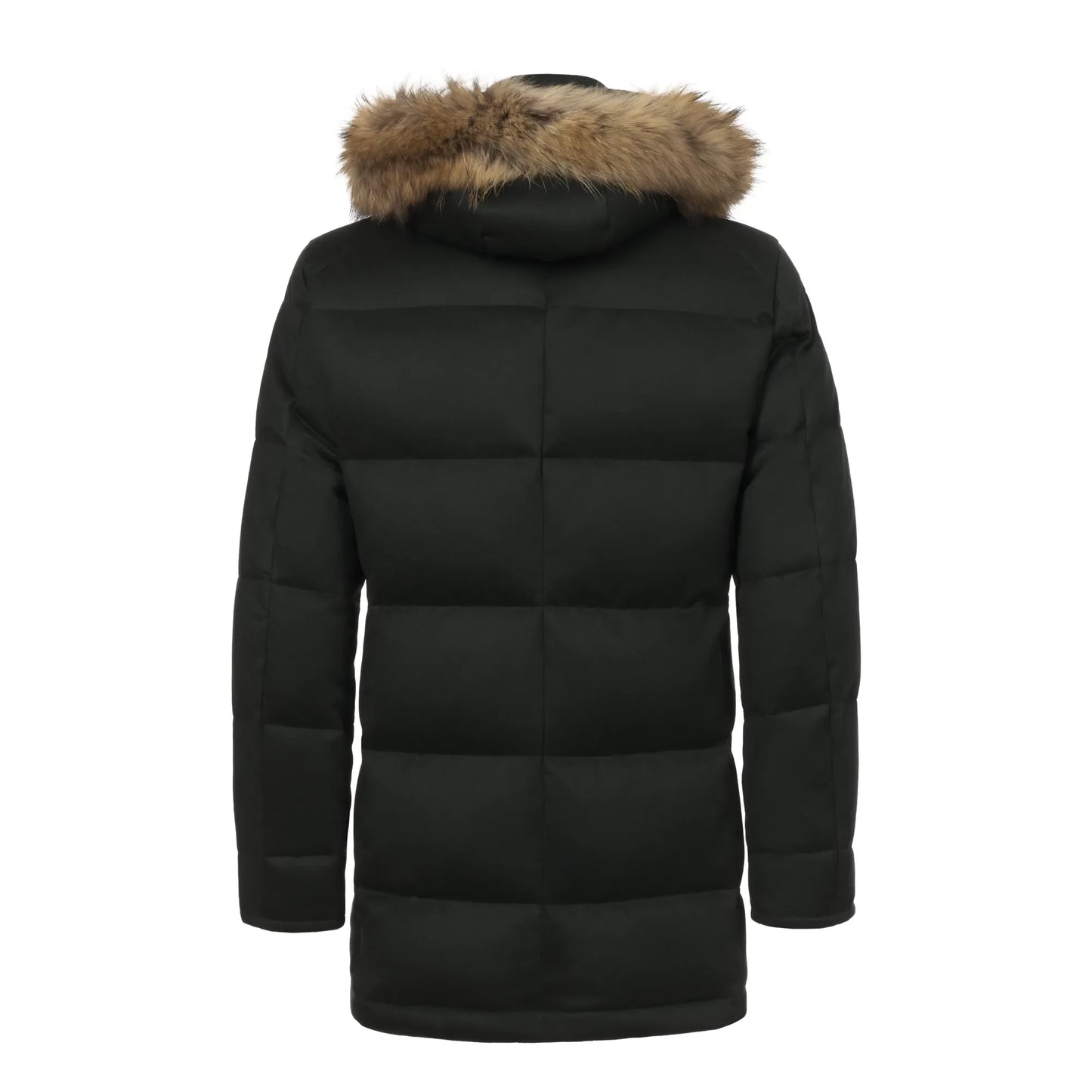 Raccoon Cashmere Parka Jacket in Forest Green