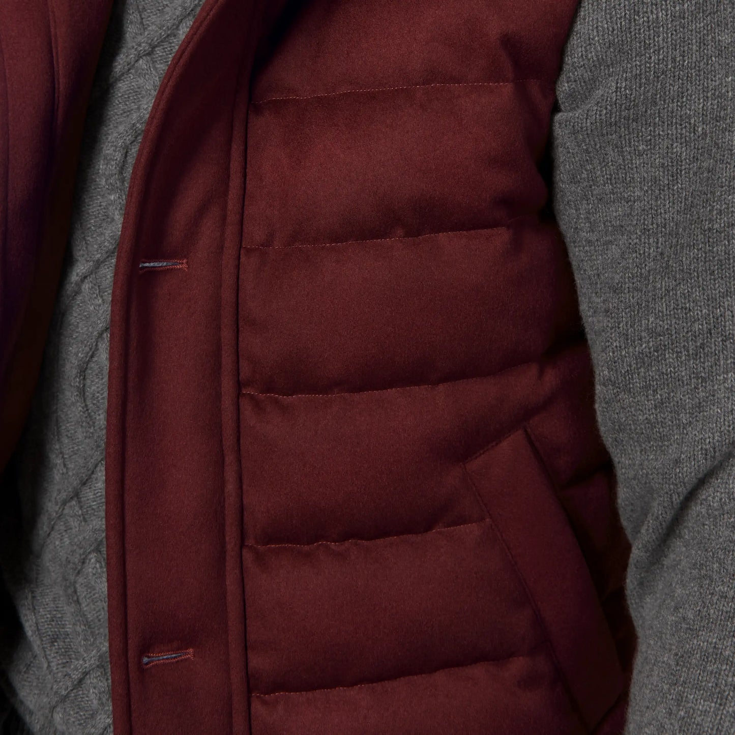 Quilted Shell Hooded Down Vest in Red