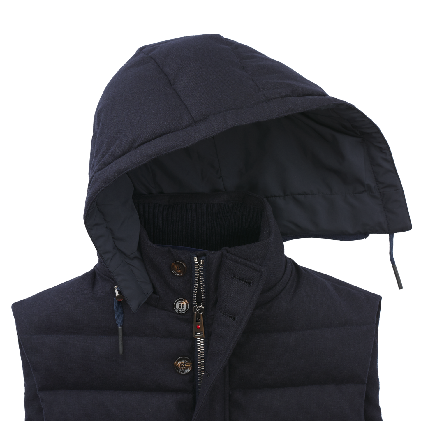 Kired Quilted Shell Hooded Down Vest in Dark Blue - SARTALE