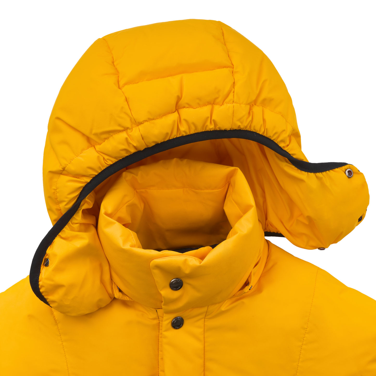 Kired Quilted Shell Hooded Down Jacket in Yellow and Dark Blue - SARTALE