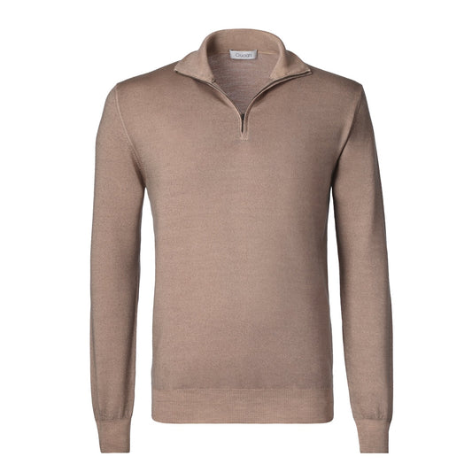 Cruciani Wool Turtleneck Sweater with Half-Zip in Beige - SARTALE